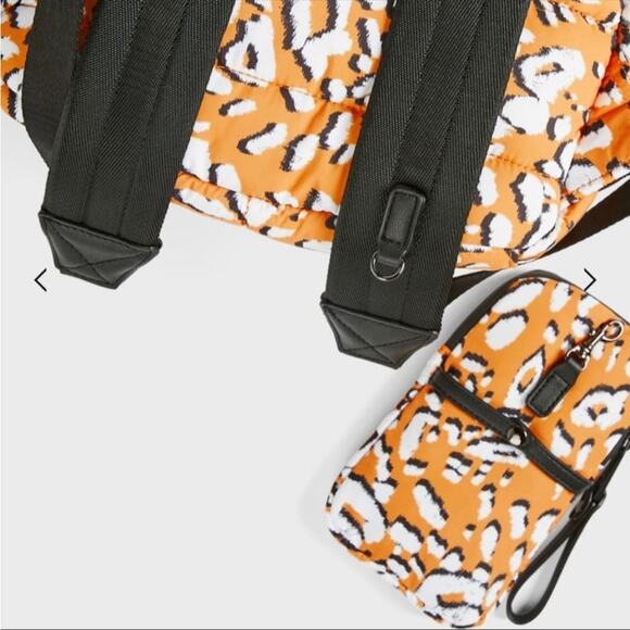 NEW TED BAKER LONDON Gold Yellow White Black Leopard Print Puffer Backpack Bag main image 7